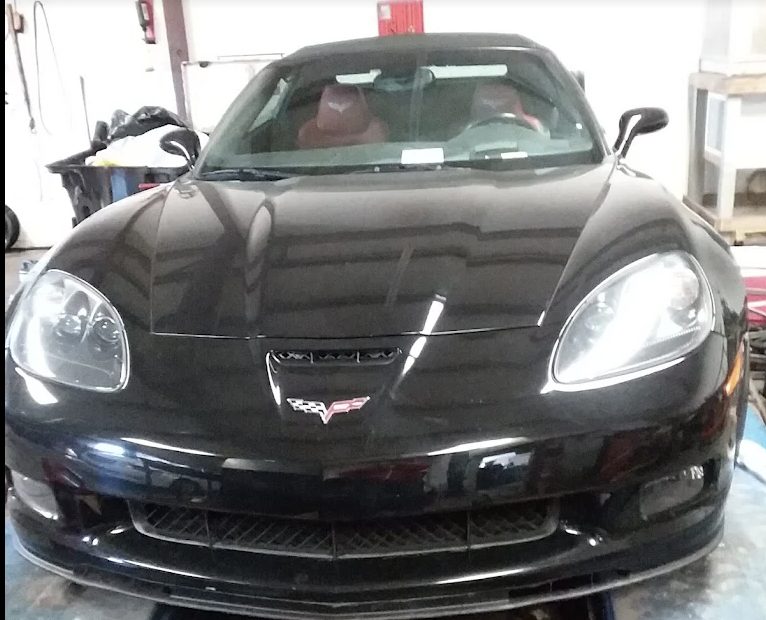 A Corvette in a service bay at Rafa's Auto Repair
